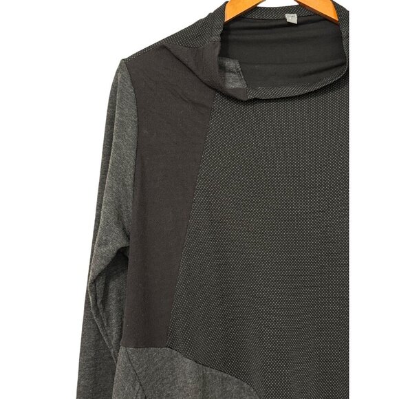 Alembika Asymmetric Tunic Top Black Long Slv Mixed Fabric/Pattern Size 3|US 8-10 - Picture 3 of 14